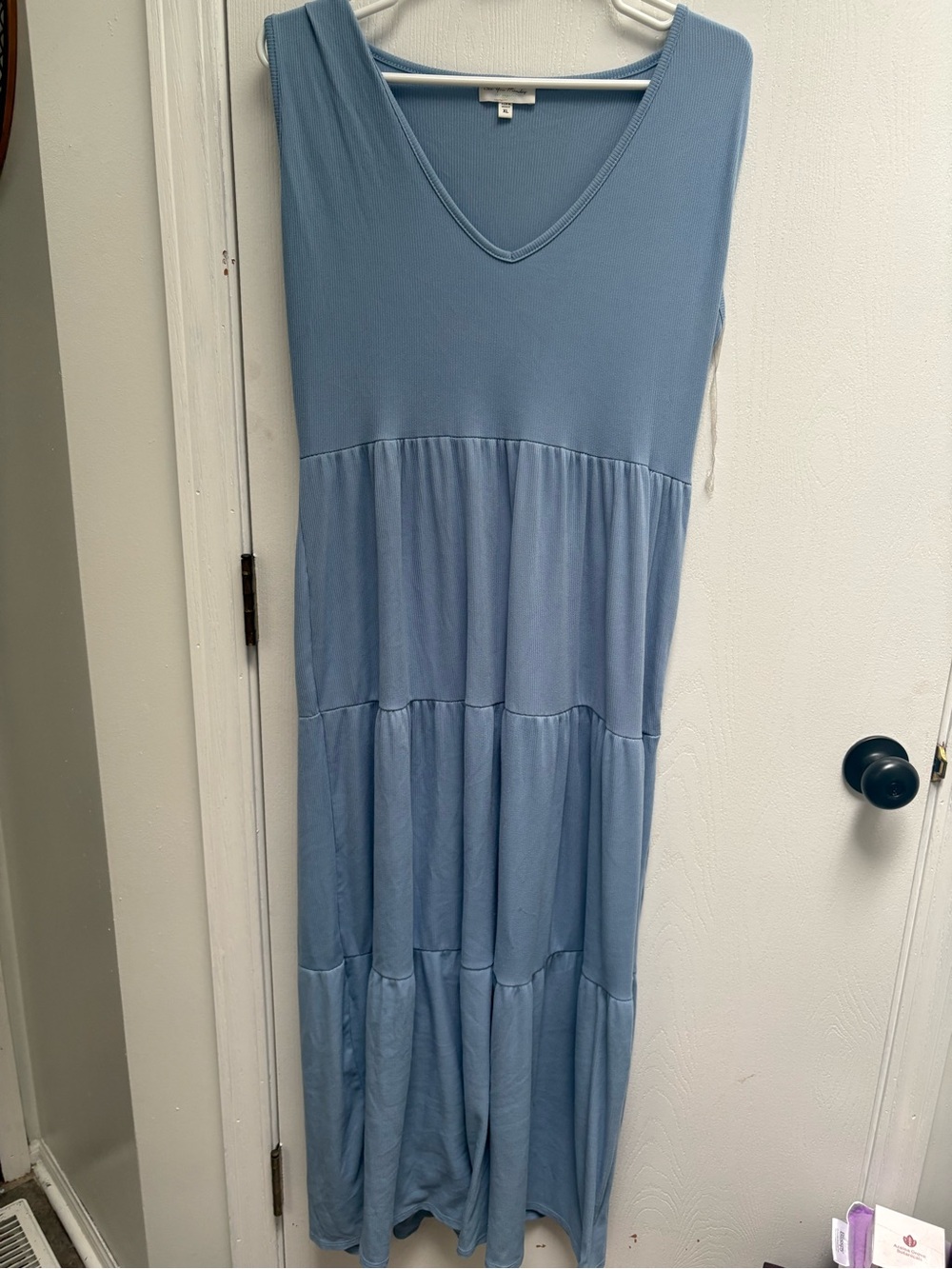 See You Monday Light Blue Tiered Maxi Dress